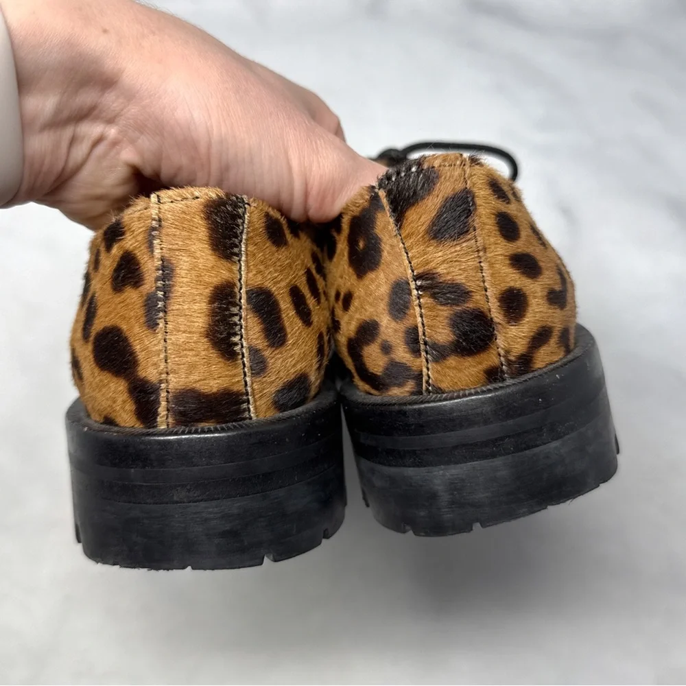 Alexander Wang Lyndon Leopard Calf Hair Leather Platform Lug Sole Oxford Shoes